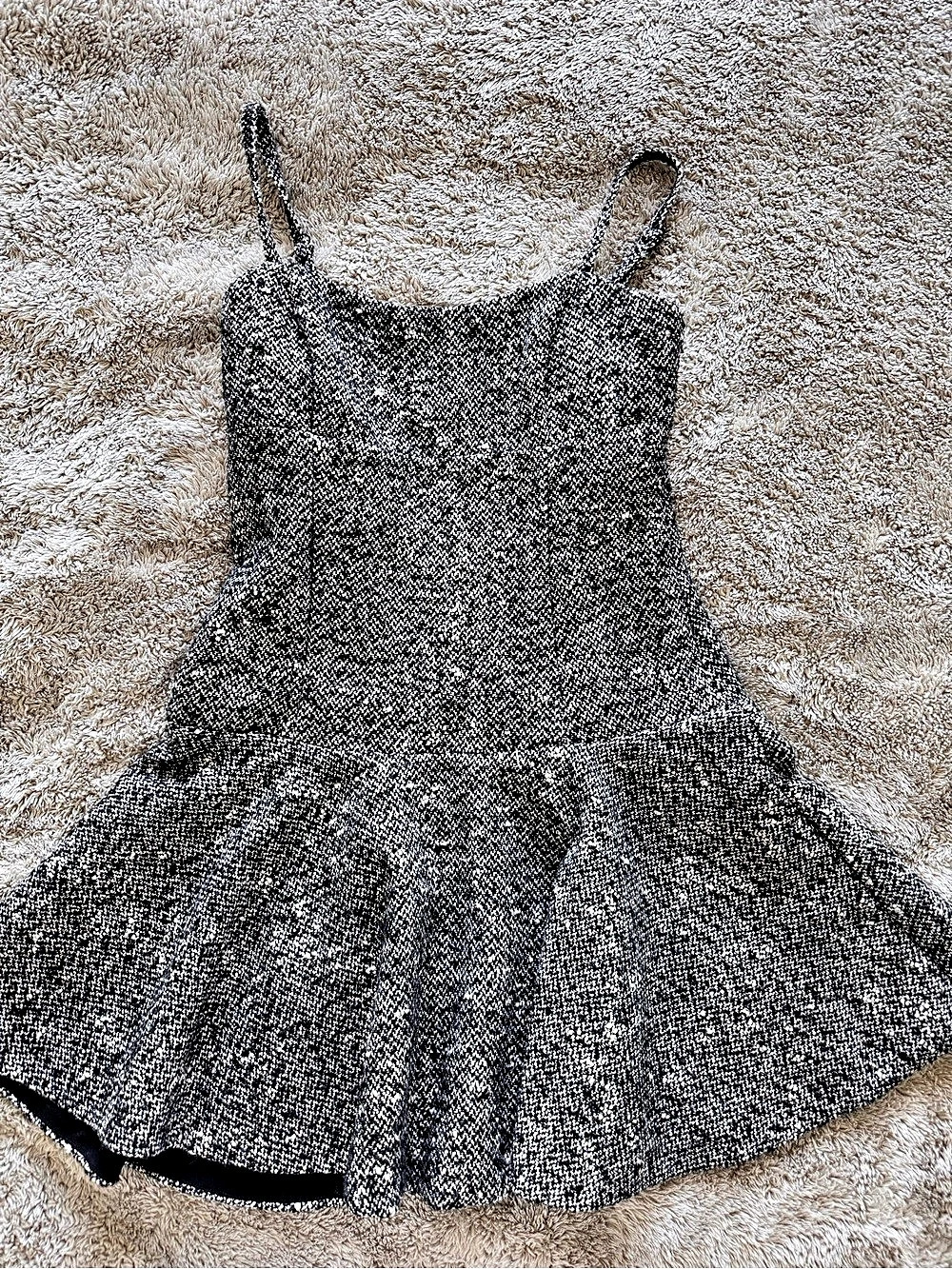 Dynamite Flare Tweed Mini Dress Black & White Size P/S